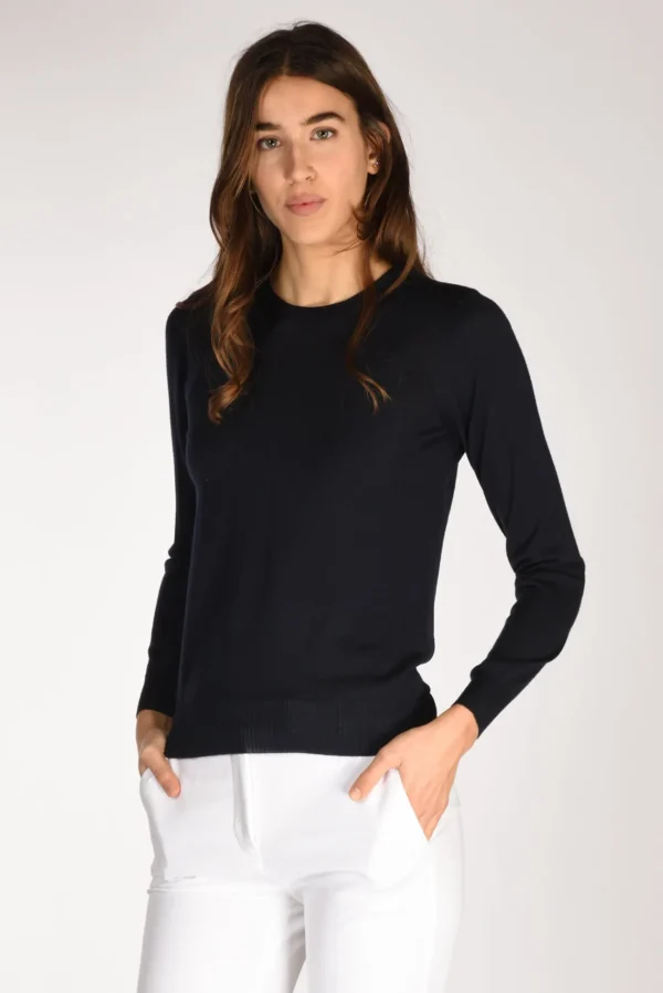 maglia girocollo blu