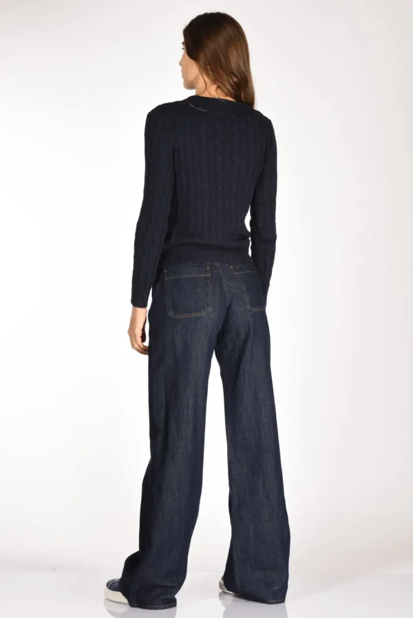 maglia girocollo blu