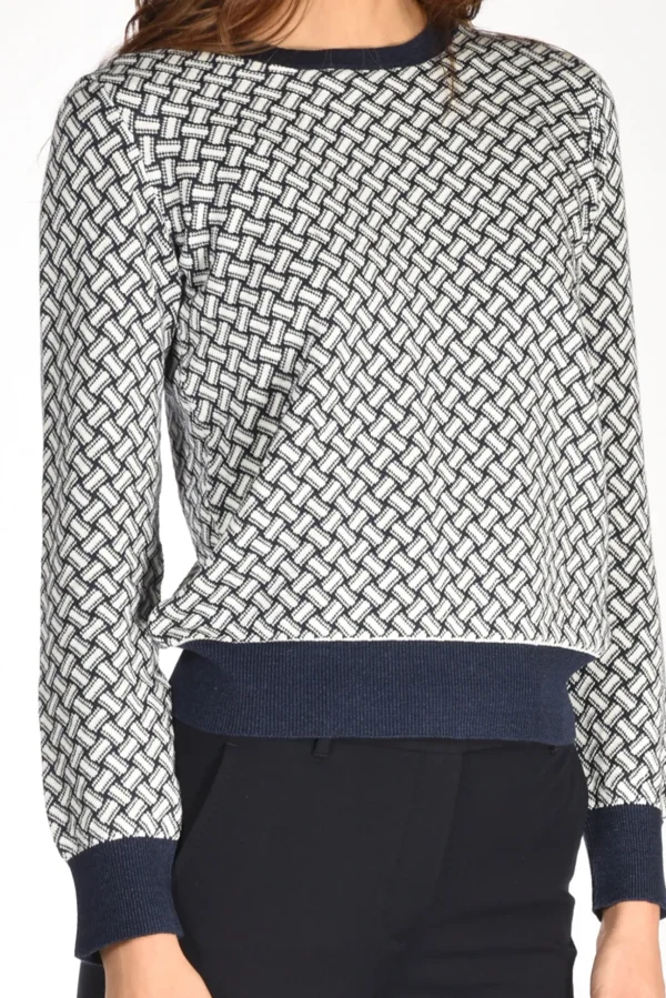 maglia girocollo blu/bianco