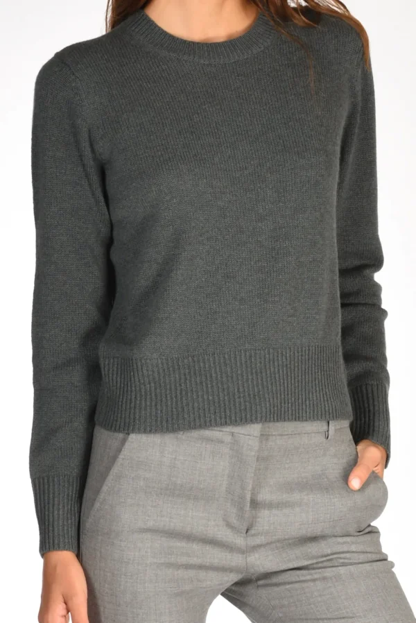 maglia girocollo grigio fango