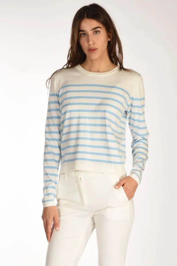 maglia rigata bianco/azzurro