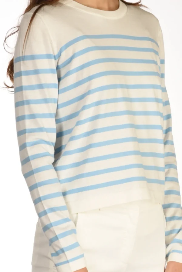 maglia rigata bianco/azzurro