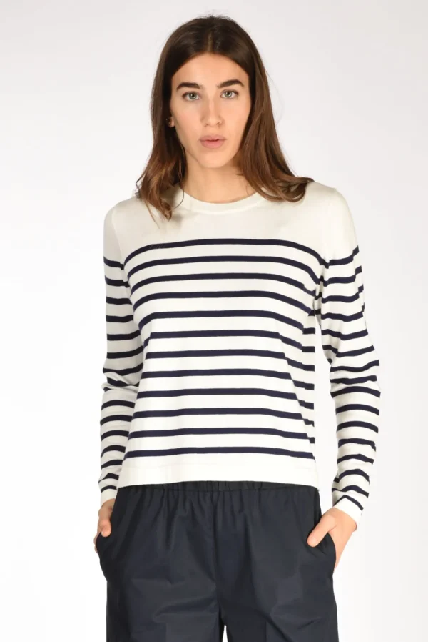 maglia rigata bianco/blu