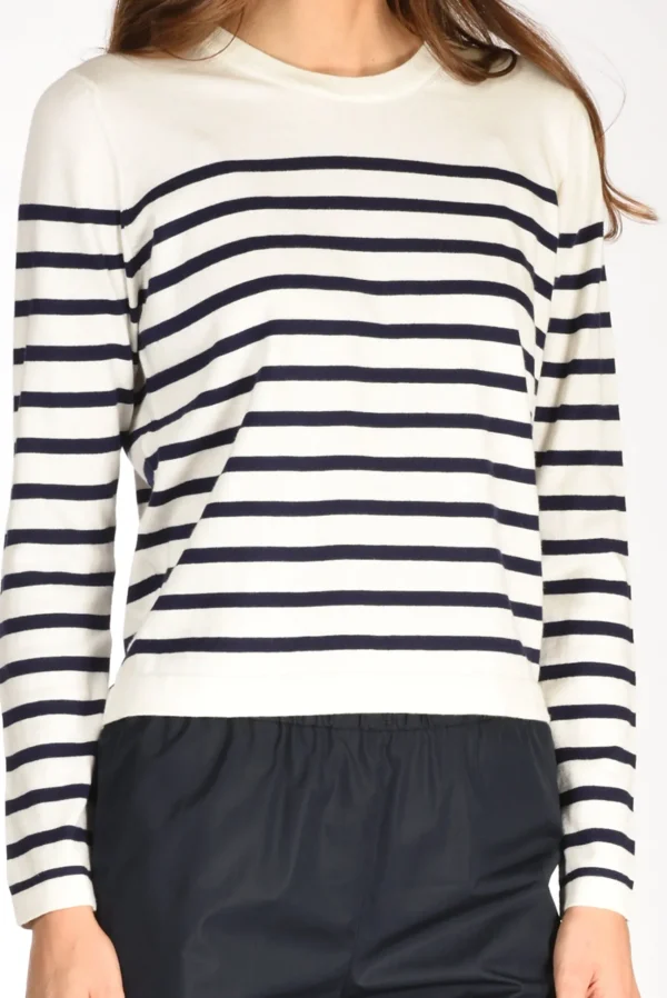 maglia rigata bianco/blu