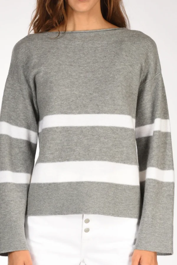 maglia rigata bianco/grigio