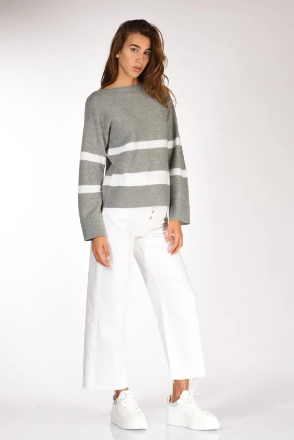 maglia rigata bianco/grigio