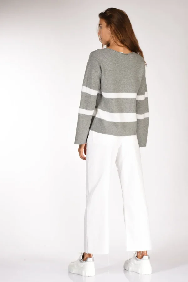 maglia rigata bianco/grigio