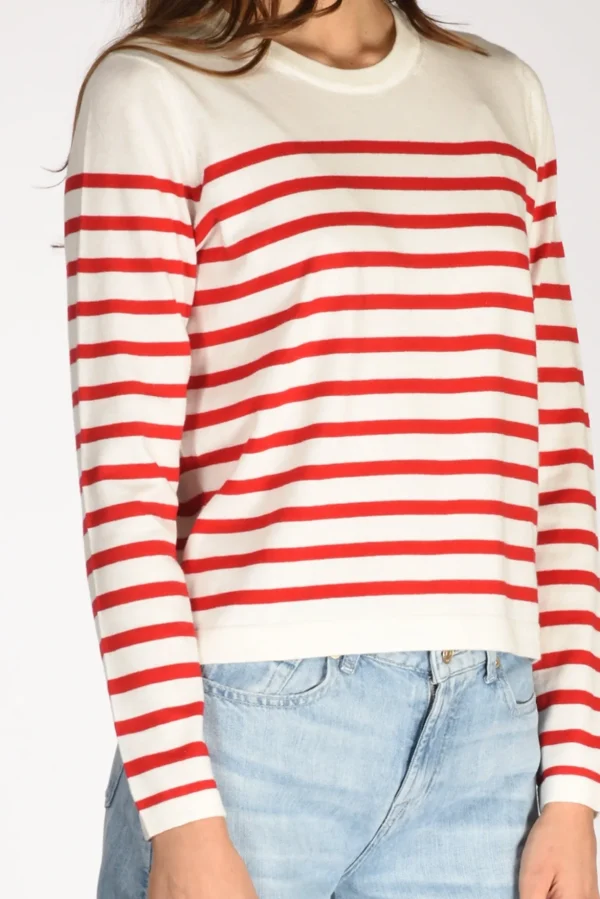 maglia rigata bianco/rosso