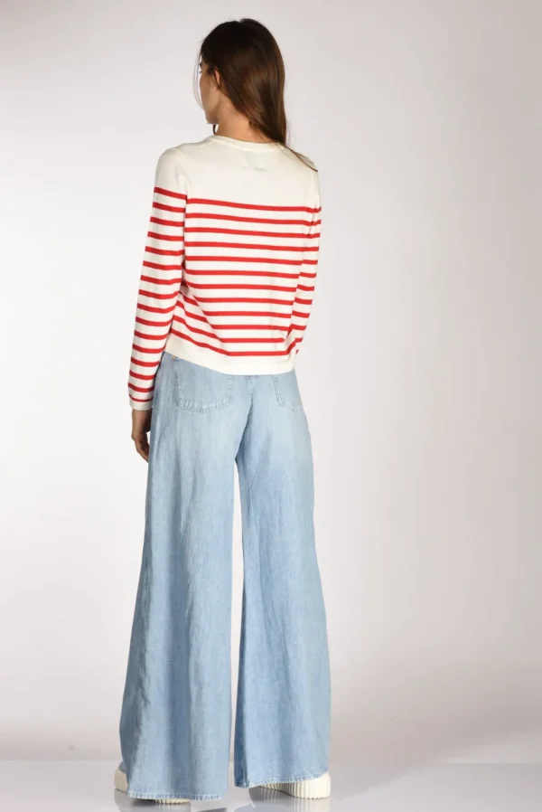 maglia rigata bianco/rosso