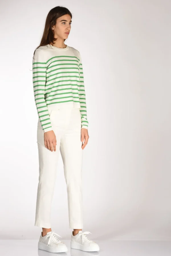maglia rigata bianco/verde