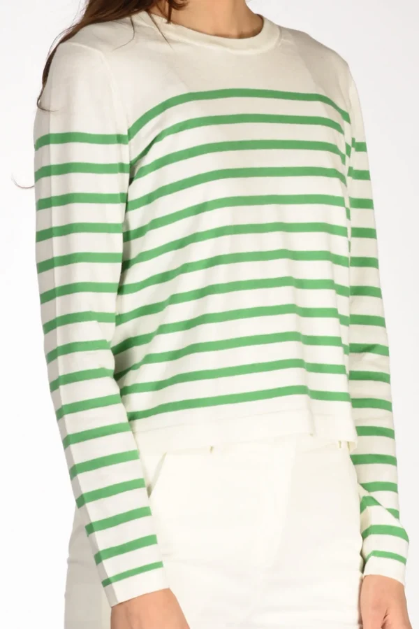 maglia rigata bianco/verde