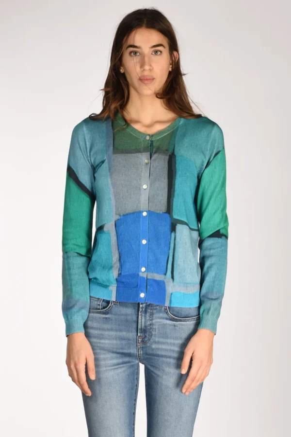 maglia stampata azzurro/multicolor