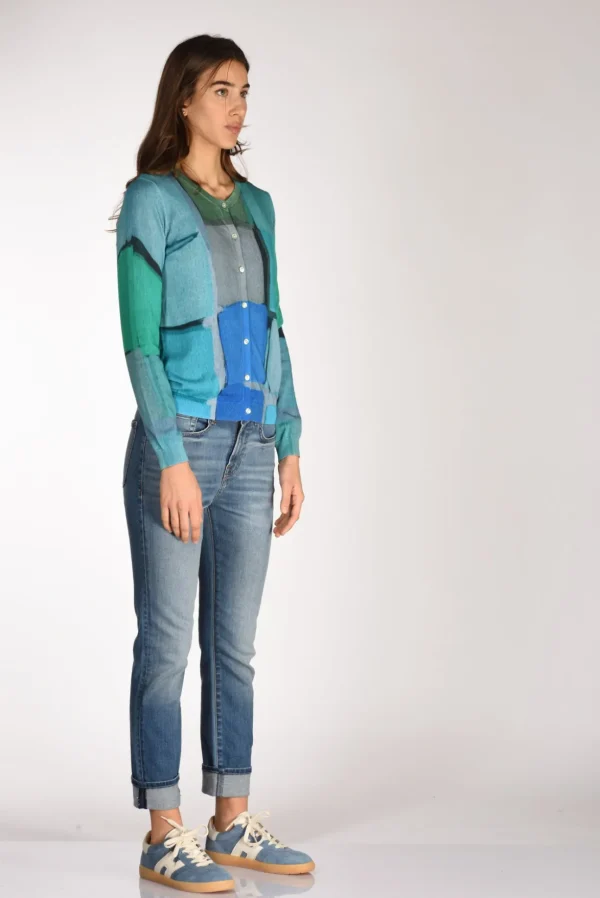 maglia stampata azzurro/multicolor