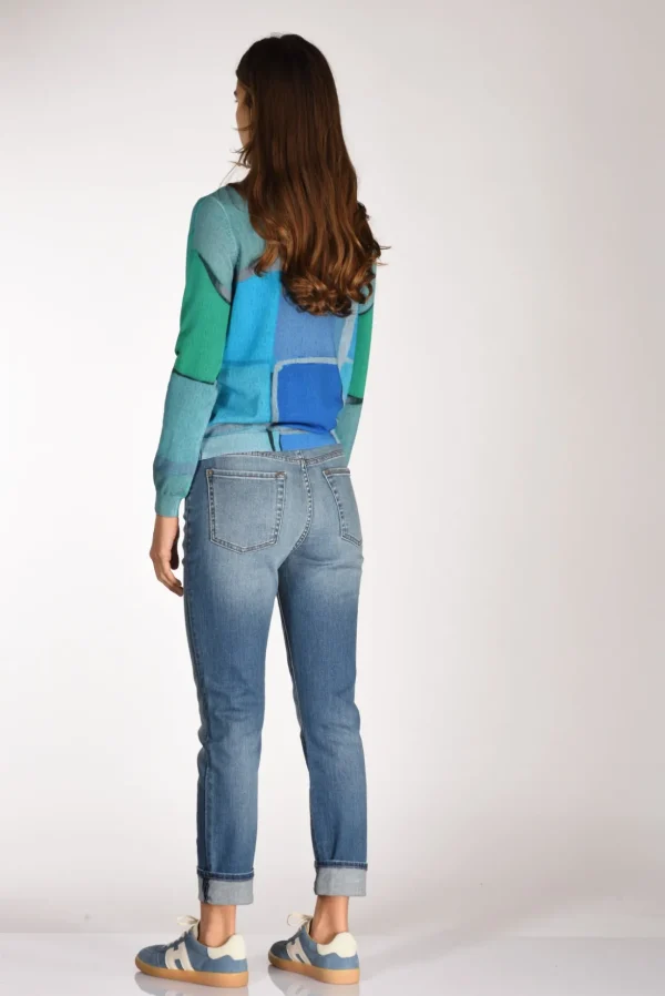 maglia stampata azzurro/multicolor