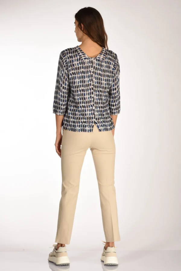 maglia stampata beige/blu