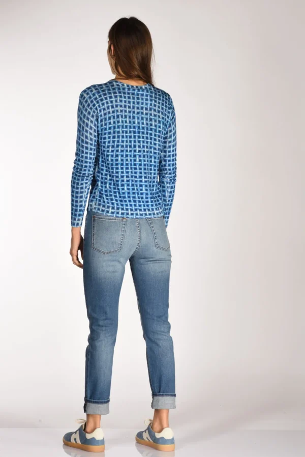 maglia stampata blu/azzurro