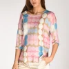 maglia stampata rosa/beige