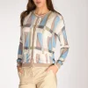maglia stampata rosa/beige