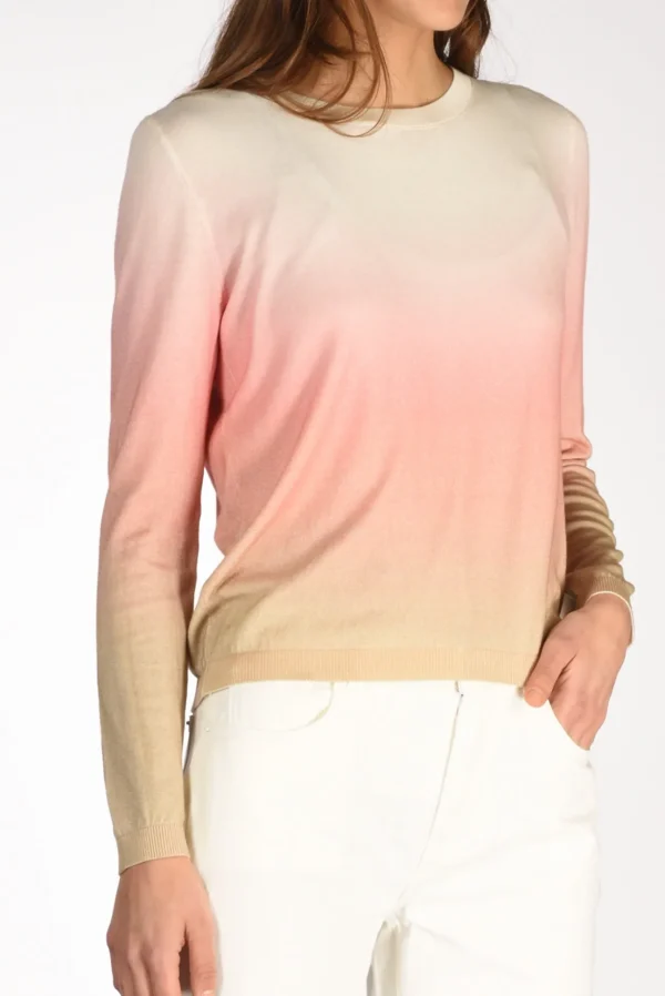 maglia stampata rosa/beige