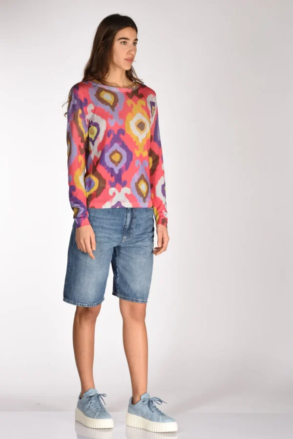 maglia stampata rosa/multicolor