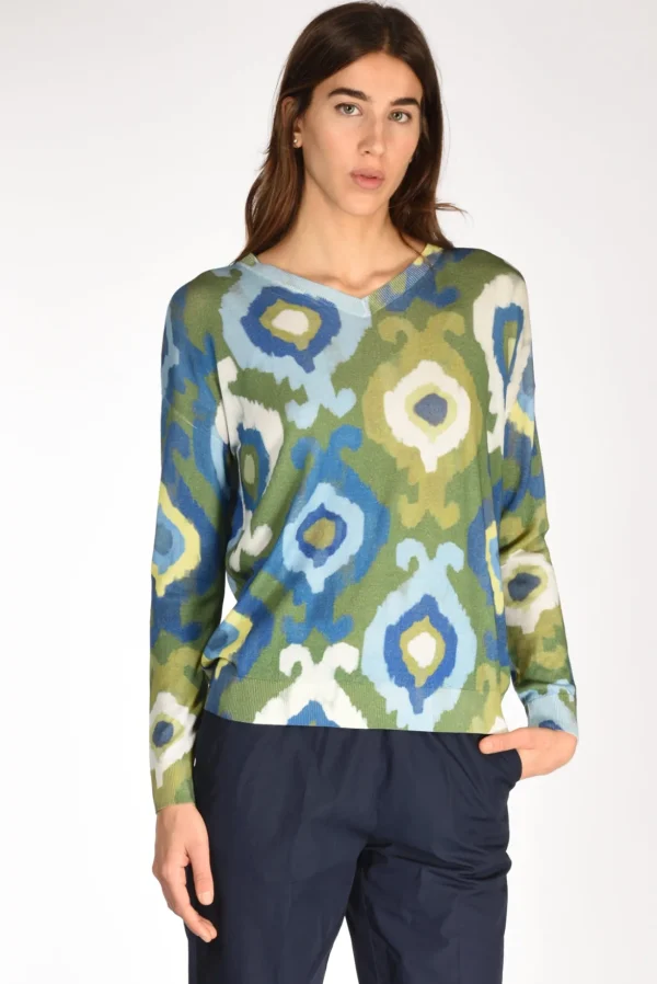maglia stampata verde/blu
