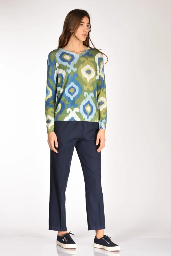 maglia stampata verde/blu