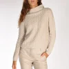 maglia treccia beige
