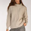 maglia treccia beige