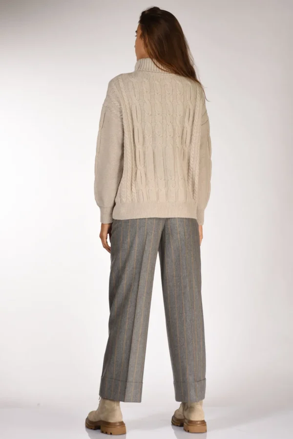 maglia treccia beige