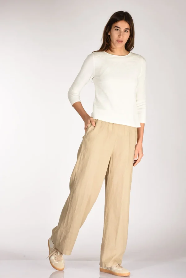 pantalone elastico beige
