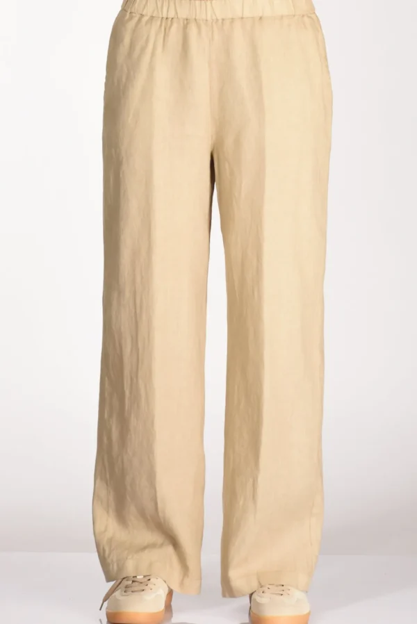 pantalone elastico beige