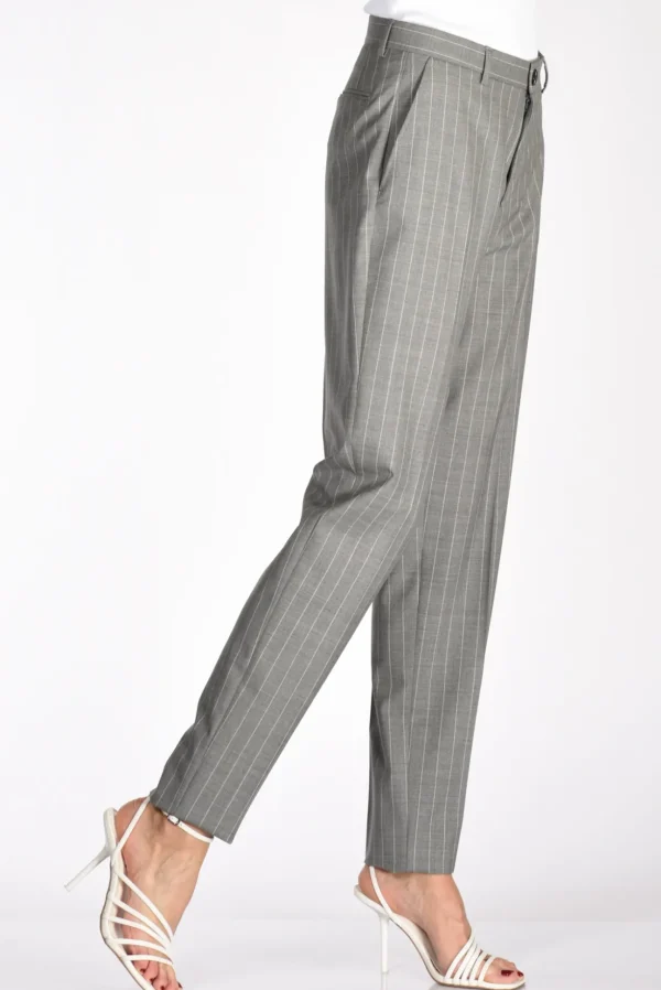 pantalone gessato grigio/bianco