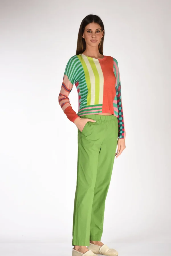 pantalone popeline verde