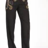pantalone ricami nero