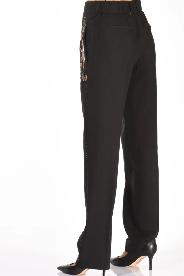 pantalone ricami nero