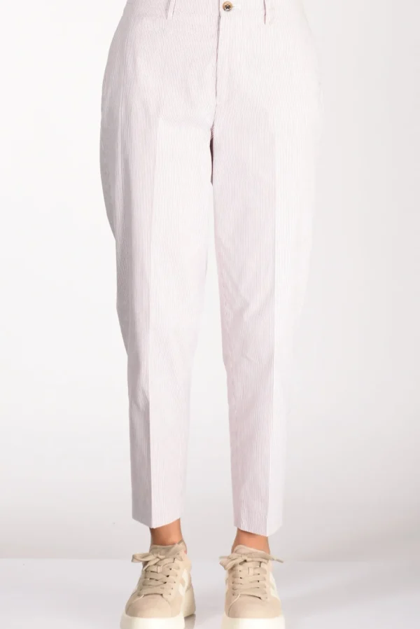 pantalone righe bianco/marrone