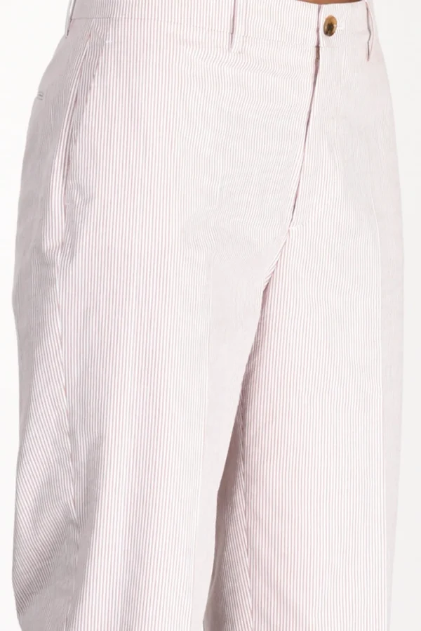 pantalone righe bianco/marrone