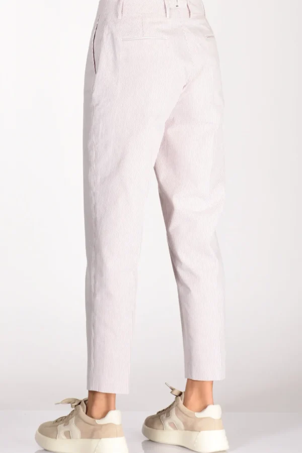 pantalone righe bianco/marrone