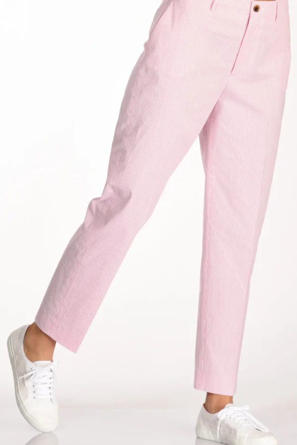 pantalone righe bianco/rosa
