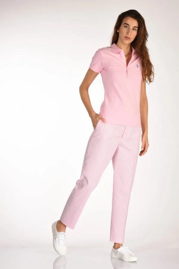 pantalone righe bianco/rosa