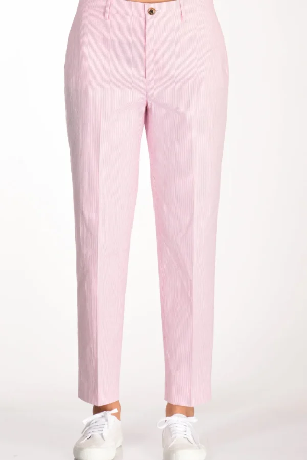 pantalone righe bianco/rosa