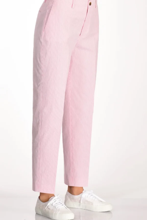 pantalone righe bianco/rosa