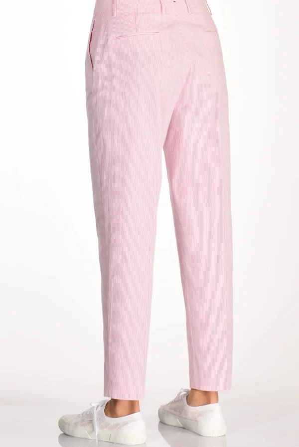 pantalone righe bianco/rosa