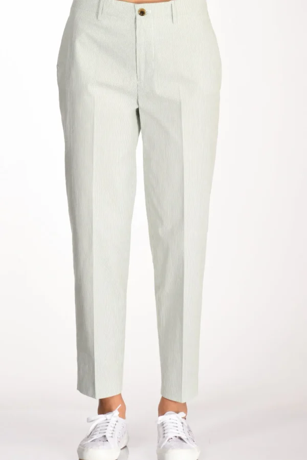 pantalone righe bianco/verde