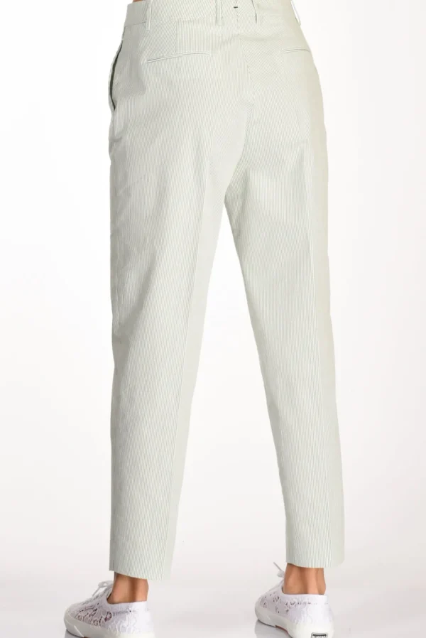 pantalone righe bianco/verde
