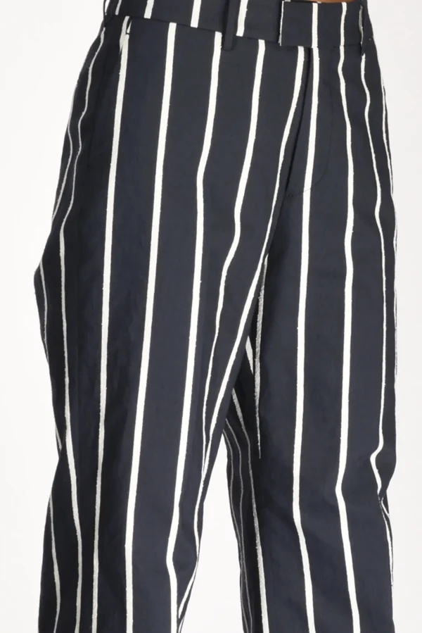 pantalone righe blu/bianco