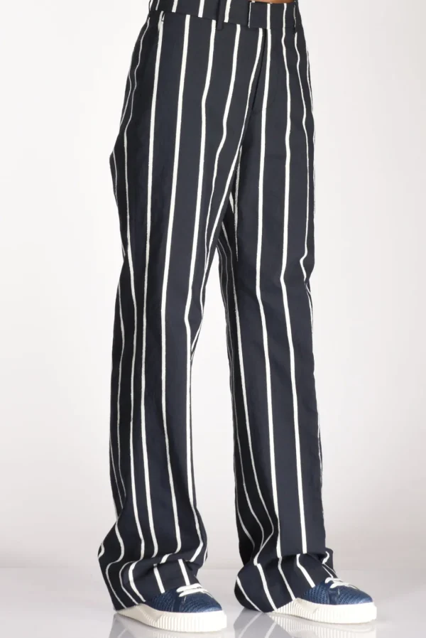 pantalone righe blu/bianco