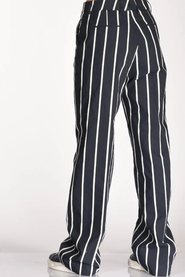 pantalone righe blu/bianco