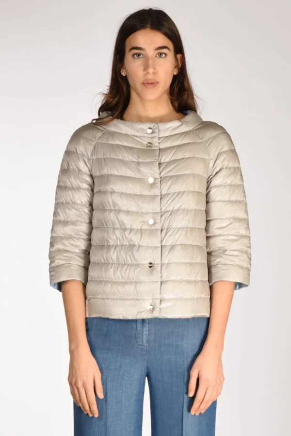 piumino doubleface azzurro/grigio