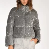 piumino paillettes grigio